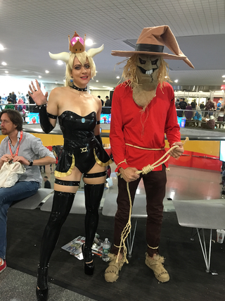 Bowsette and Scarecrow, a strange pairing that somehow makes perfect sense.